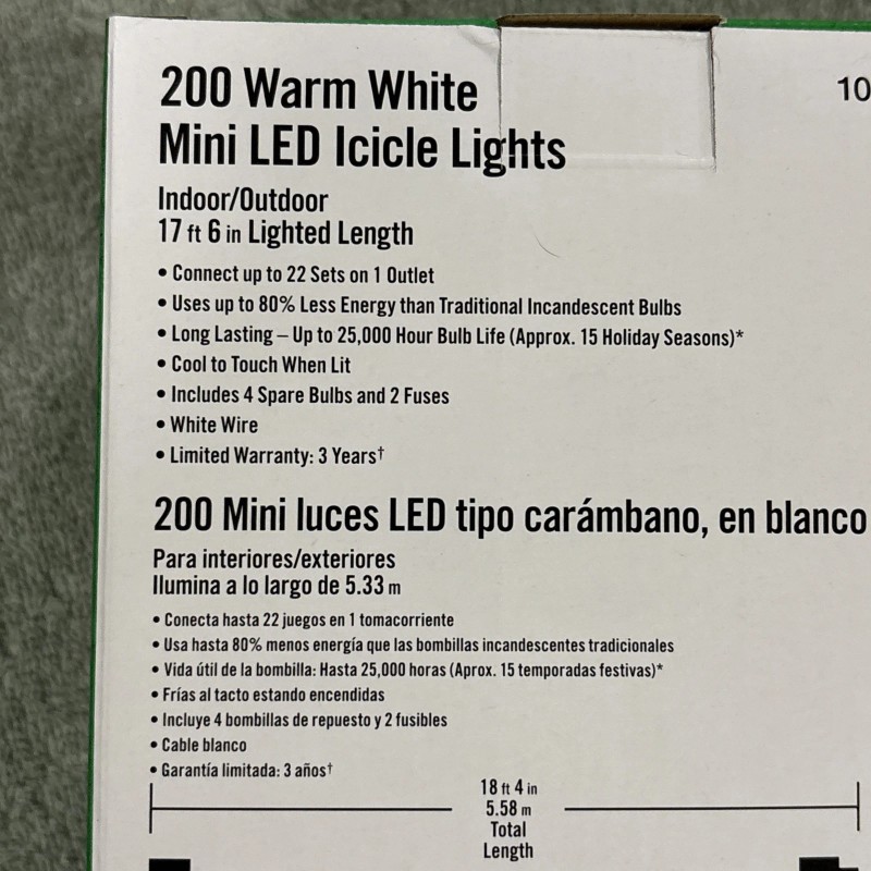 Home Accents Holiday 200 Warm White Mini LED Icicle Light