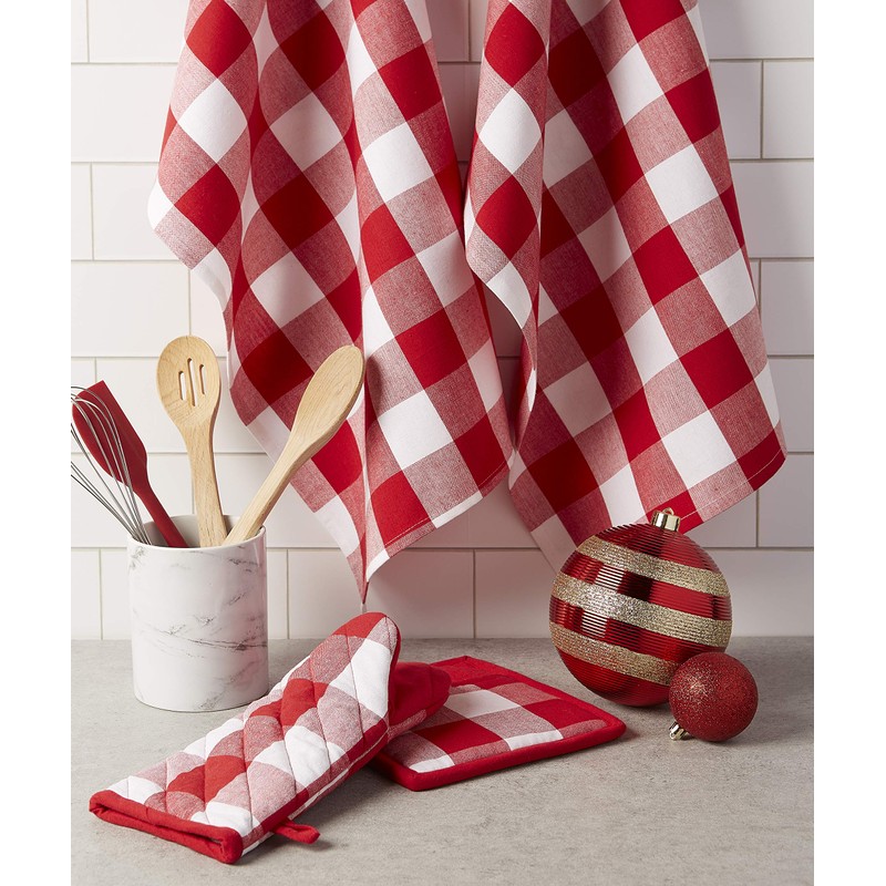 DII CAMZ11236 Cotton Buffalo Check Plaid Dish, Monogrammable Oversized Kitchen