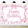 Coquette Happy Birthday Backdrop Banner - Pink Bow Birthday Party