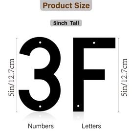 5 Inch Black Metal House Numbers and Letters, Modern Garden Mailbox number Letters, Black White Metal Door Numbers for Outside, 3