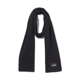 HUGO Knitted Plain Scarf with Rubberized Logo, black currant, PCE.