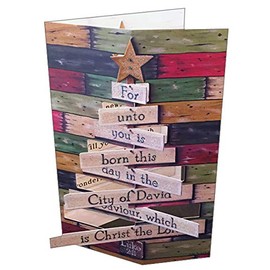 LPG Greetings Christ the Lord Wooden Tree : Lisa Kennedy Pop Out 3-D Religious Christmas Card