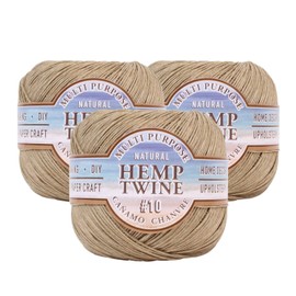 Hemptique Natural Hemp Twine Ball #HMP6 – Made with Love - Eco Friendly - Gardening - Macrame – Home Décor – Plant Hanger - Great for Jewelry Making, Crafts & More – #10~0.5mm (3 Pack)