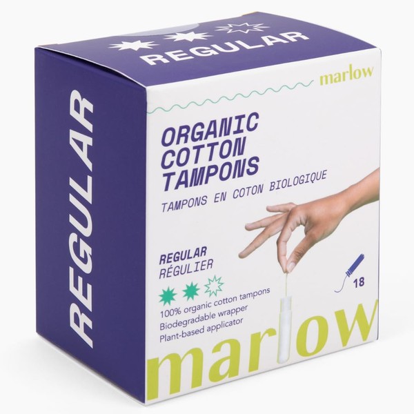 MARLOW Award Winning 100% Organic Cotton Easy Glide Tampons with