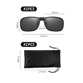 TYGFRT 1 Piece Clip-On Sunglasses and 1 Piece Storage Bag, Eyewear Accessories, Rimless Sunglasses, Sunglasses Clip, Polarized Eye Clip, Suitable for Men, Women (Black)