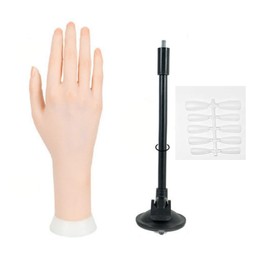 Realistic Practice Hand Flexible Bendable Nail Practice Hand With Holder，NINGDAN Hand Nail Art Training Tools Necklace Bracelet Ring Stand for Showing Photography Props Nail Tech (1pcs Right+bracket)