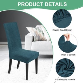 M METERXITY 2-Pack Waterproof Chair Cover, Dining Room Stretch Jacquard Chair Covers Protectors Removable Washable Chair Slipcovers for Home/Hotel/Restaurant [Dark Green]