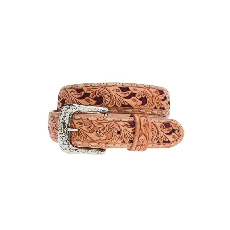 R. Watson Boots Men's Rhubarb Suede Underlay Natural Embossed Belt