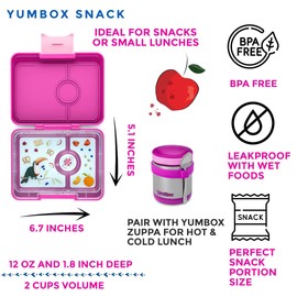 yumbox Snack S Lunchbox (Malibu Purple) - kleine Brotdose mit 3 Fächern | Kinder Bento Box für Kindergarten, Schule - passt in den Schulranzen
