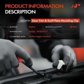 A-Premium 50PCS Nylon Door Trim & Scuff Plate Moulding Retainer Clips Compatible with Volkswagen Jetta 1985-2010, Passat 1990, Golf 1985-2007/2010, R32 2003 - For 10mm Hole
