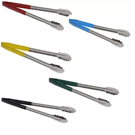 Colour-Coded Catering Tongs, Set of 5, Restaurant Buffet Utility Tongs 9 INCHES