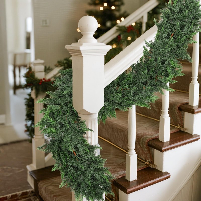 Christmas Cedar Garland with Soft Thickness Pine,Thick and Lush,Artificial Green