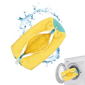 Shoe Wash Bag, Washing Machine, 360° Cleaning, Shock-Absorbing and Noise-Reducing, Multi Protection Shoe Bag, Washing Machine, Reusable Trainers, for All Shoe Types Sizes (Yellow-1)