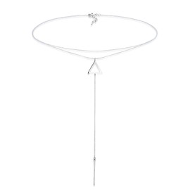 Elli Women's Choker Necklace Y-Chain Triangle Geo Look in 925 Sterling Silver, Facet cut, None