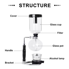 YUCHENGTECH Siphon Syphon Coffee Maker Tabletop Glass Siphon Pot Glass Technica Siphon Vacuum Coffee Maker(5 Cups(600ml))
