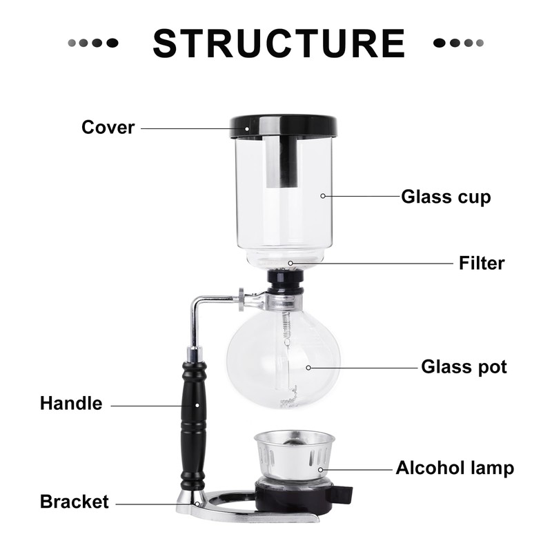 YUCHENGTECH Siphon Syphon Coffee Maker Tabletop Glass Siphon Pot Glass