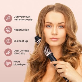 Wavy Thermal Brush Pro, 1.5 inch Heated Round Curling Iron, 1 1/2 inch Barrel Ceramic Hot Wand Blowout Look Natural Hair Styler Tool Voluminous Blow Out Curls 25s Fast Heating by VISOFO (Rose-Gold)