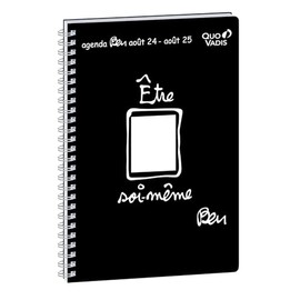 Quo Vadis - Spiral Bound School Diary - 2024-2025 - President S September - Weekly Diary - French - Ben - Black - 13 Months from August to August - 21 x 27 cm