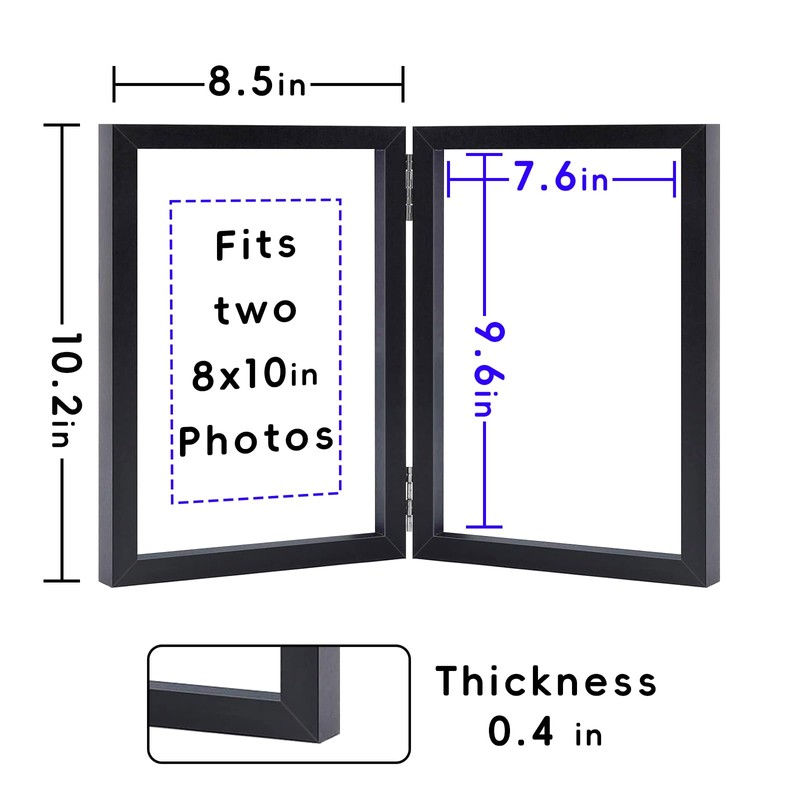 SNXJWA 8x10 Picture Frames Double Black Photo Frame Folding Vertical