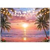 Swepuck Fabric 7x5ft Hawaiian Beach Pink Sunset Backdrop