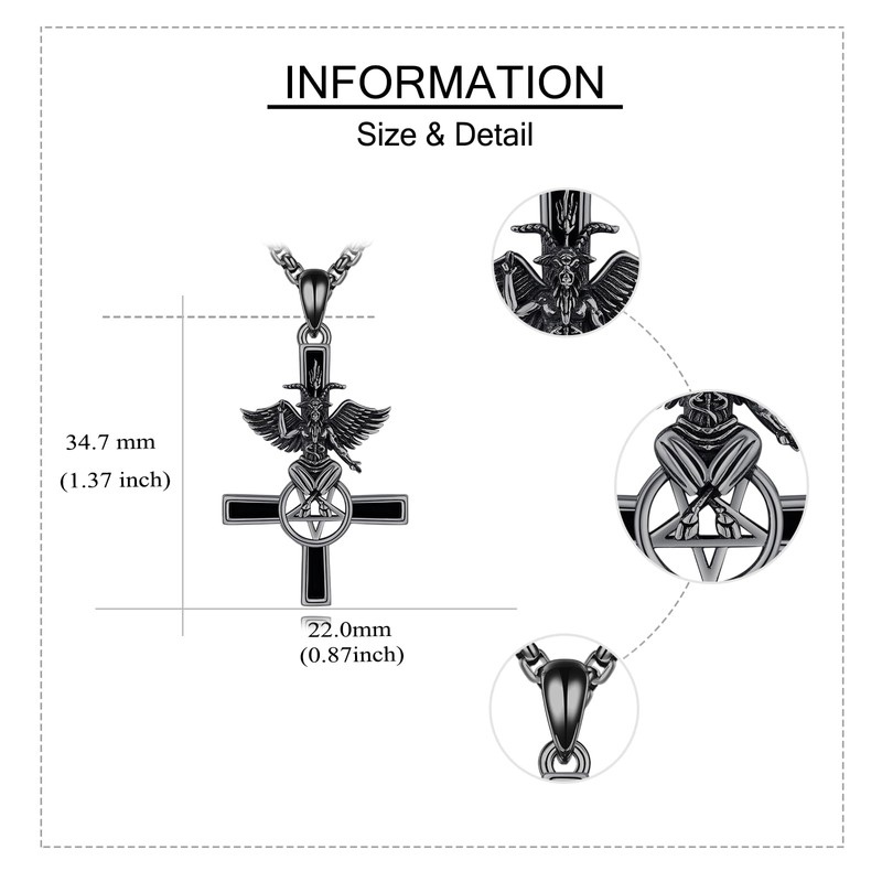 VENACOLY Satanische Halskette 925 Sterling Silber Baphomet Anhänger Halskette Satanische