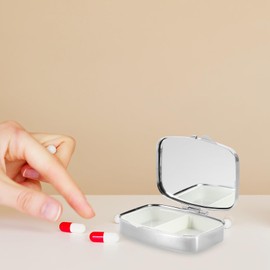 Healvian Organizador De Pastillas De Viaje Pastillero Portátil De 4 Compartimentos Pastillero De Cristal Con Diamantes De Imitación Pastillero Diario Contenedor De Medicina Para Vitamina