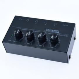 Stereo Input TRS Jack 1/4" Splitter 4X Micro amp 1 in 4 Out 1/4 inch Headphone Amplifier 4 Channel Audio (Black)