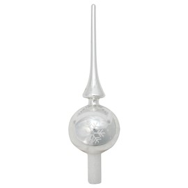 Krebs Glas Lauscha - Weihnachtsdekoration/Christbaumschmuck aus Glas - Christbaumspitze - Farbe: Silber glänzend - Größe: ca. 28 cm