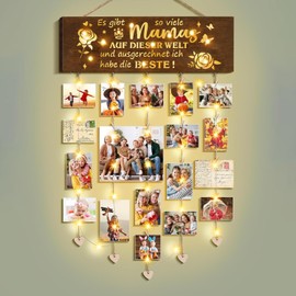 Sunwuun Grandma Gifts Mother's Day Gifts for Grandma Picture Frame, Nana Gifts Birthday Grandma Gifts from Grandchildren Granddaughter Grandchildren Hanging Photo Holder Luminous Collage Frame (Mum)