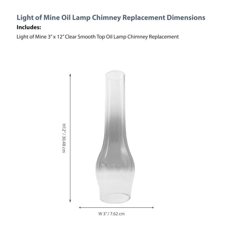 Light of Mine 3" x 12" Oil Lamp Replacement Chimney