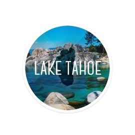 Die Cut Sticker Lake Tahoe, Lake Inlet, Contour, Photography Vinyl Sticker 3 to 6 inches, (Waterproof Decal for Cars, Water Bottles, Laptops, Coolers), Large