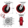 NINOSO Caster Wheels Heavy Duty, 6" Industrial Swivel Casters, Polyurethane