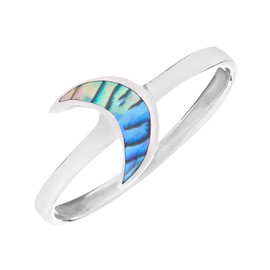 81stgeneration Women's 925 Sterling Silver Paua Abalone Shell Night Moon Stackable Ring