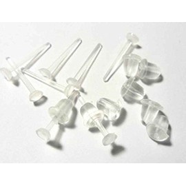 YOYOSTORE 100 Lot 3mm X 12mm Plastic Clear Invisible Plastic Blank Earring Pins Post Back Stud Findings Pad Nickel Free Flat Base with Posts Studs Findings