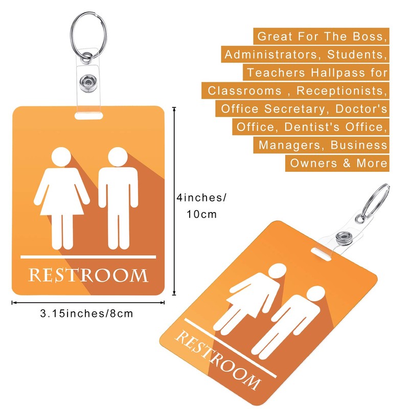 Outus Bathroom Pass Restroom Pass Keychain Restroom Keychain with Key