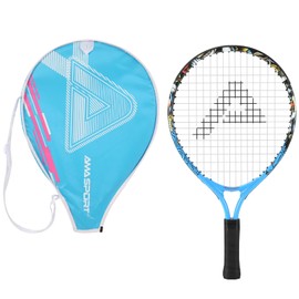 AMA SPORT Kids Tennis Racket for Junior Toddlers Starter Kit 17-25" for Girl Pink and Boy Yellow with 420D Nylon Shoulder Strap Bag, Graffiti Blue 17"