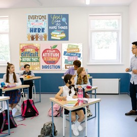 Adduster 12 Pack Inspirational Classroom Posters - Middle and High School Inspirational Quotes Growth Mindset Positive Affirmations For Classroom Bulletin Boards and Wall Decorations (Bohemia)