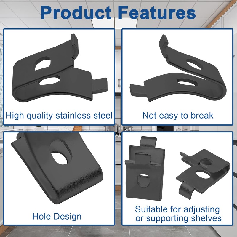 Kyuionty 12 Pack Pilaster Shelf Support Clip, Adjustable Metal Shelving