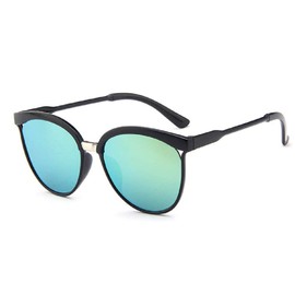 Lovelegis Sunglasses for women - Mirrored - Cat - Sports - Girl - Vintage - Retro - Fashion - Polarized - UV400 - Black frame - Green lens