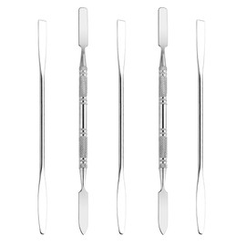 Wismee 5Pcs Makeup Spatula tool metal Set Professional Beauty Stainless Steel Cosmetics Mixer Long Metal Spatula Depotting Mixing Tool (#1+#2)