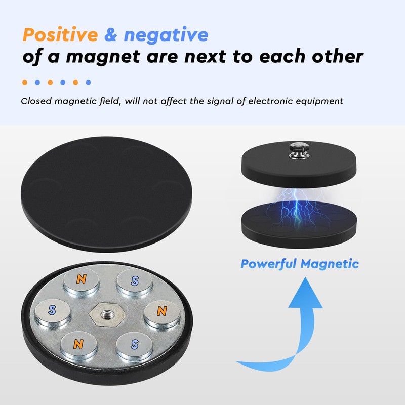 SWAWIS Pack of 4 Diameter 66 mm Neodymium Magnets Rubberised