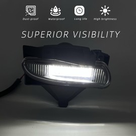 LED Fog Lights Assembly For 1999 2000 2001 2002 2003 2004 Ford Mustang, A Pair Of Fog Lamps With Clear Lens And Bezel- Driver and Passenger Side