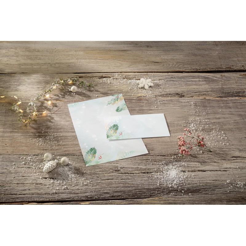 SIGEL DU481 Christmas Forest Watercolour Envelopes Gummed DIN Long Pack