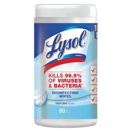 LYSOL Brand 89346CT Disinfecting Wipes, Crisp Linen Scent, 7 x 8, 80 Per Canister (Case of 6 Canisters)