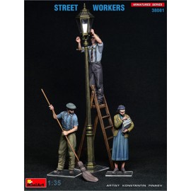Mini Art 38081 1:35 Figures Set Road Workers (3) - Faithful Replica, Model Building, Plastic Kit, Crafts, Hobby, Gluing, Model Kit, Assembly, Unpainted
