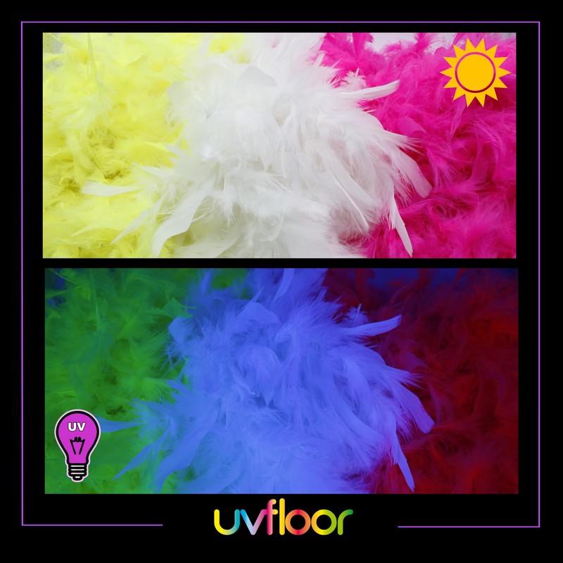 UV FLOOR UVFLOOR- Néon White Boa Piuma, Tinta Unita, Bianco