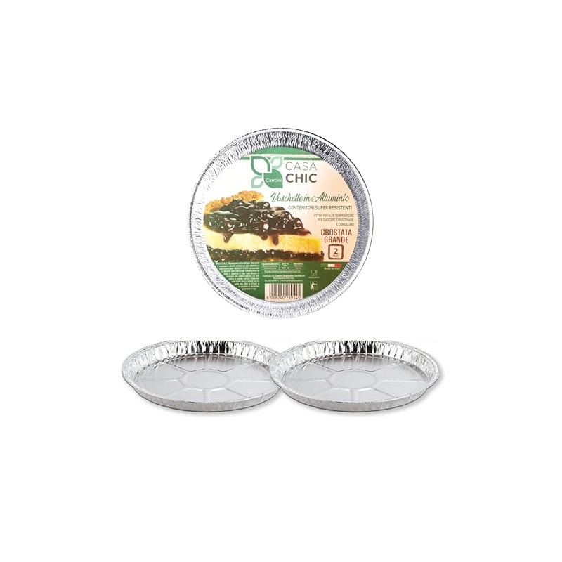 CasaChic Contenitore Alluminio per Crostata Grande, 2 pz – Teglia