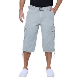 X RAY Men's Belted Long Cargo Shorts for Men, Below Knee Length Mens Cargo Shorts, 3/4 Pants (Big and Tall Shorts for Men) Slate Grey 34