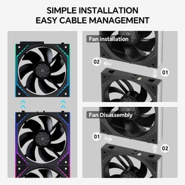 TL-M12QR X3 120mm Reverse ARGB PC Fans, Daisy-Chain Connection | 1500RPM | Silent Computer Fan with Infinite Mirrors on Both Sides (Black)