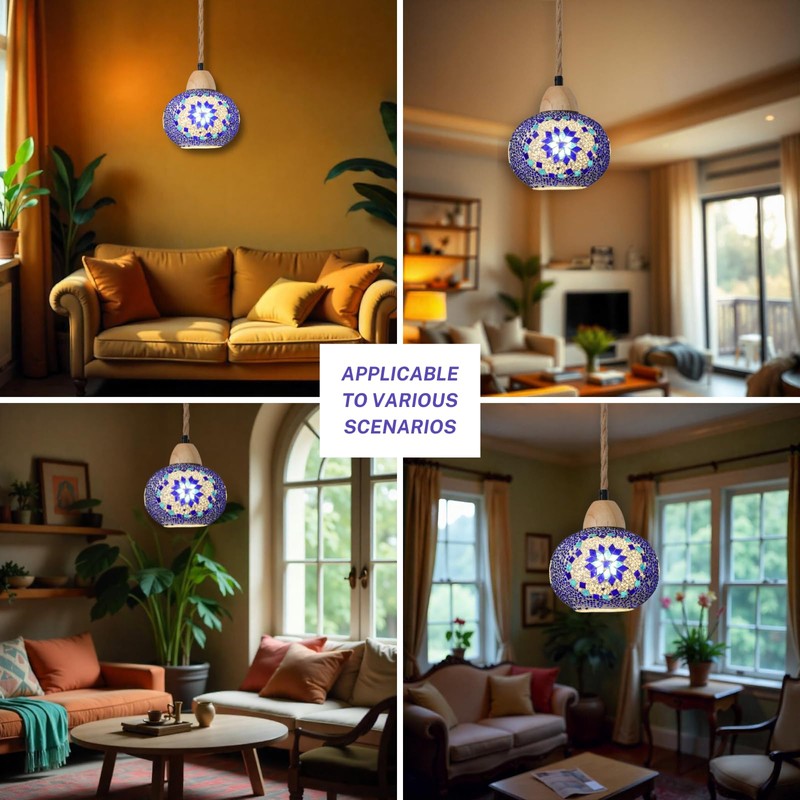 Turkish Moroccan Mosaic Hanging Lamp – Hardwired Pendant Light Fixture